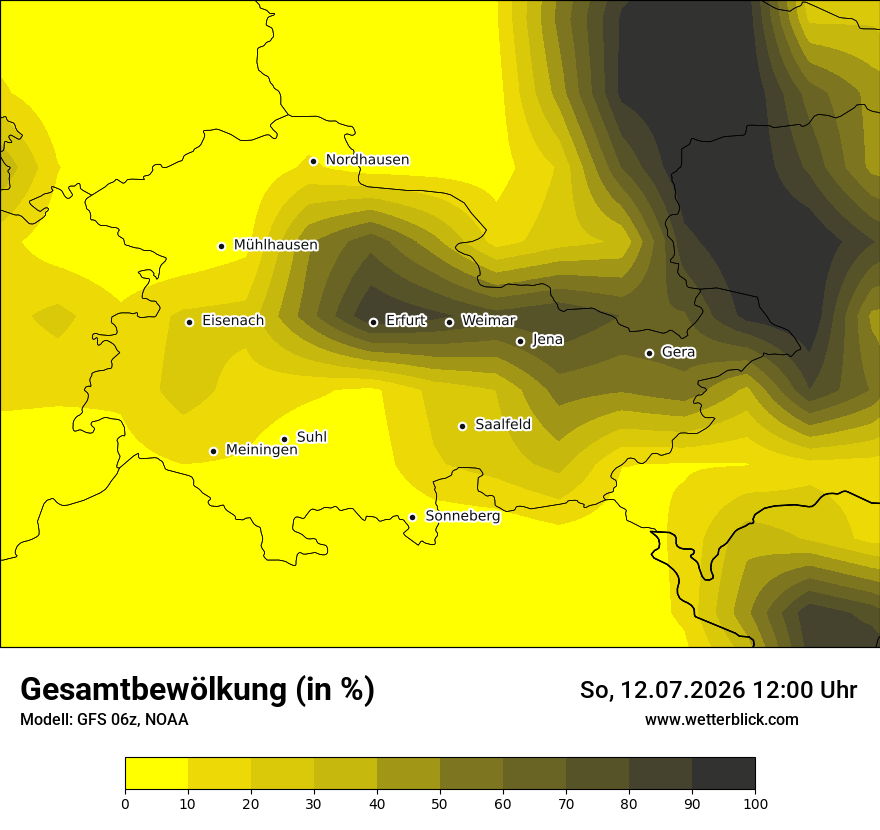 Modellkarte GFS – clct – th