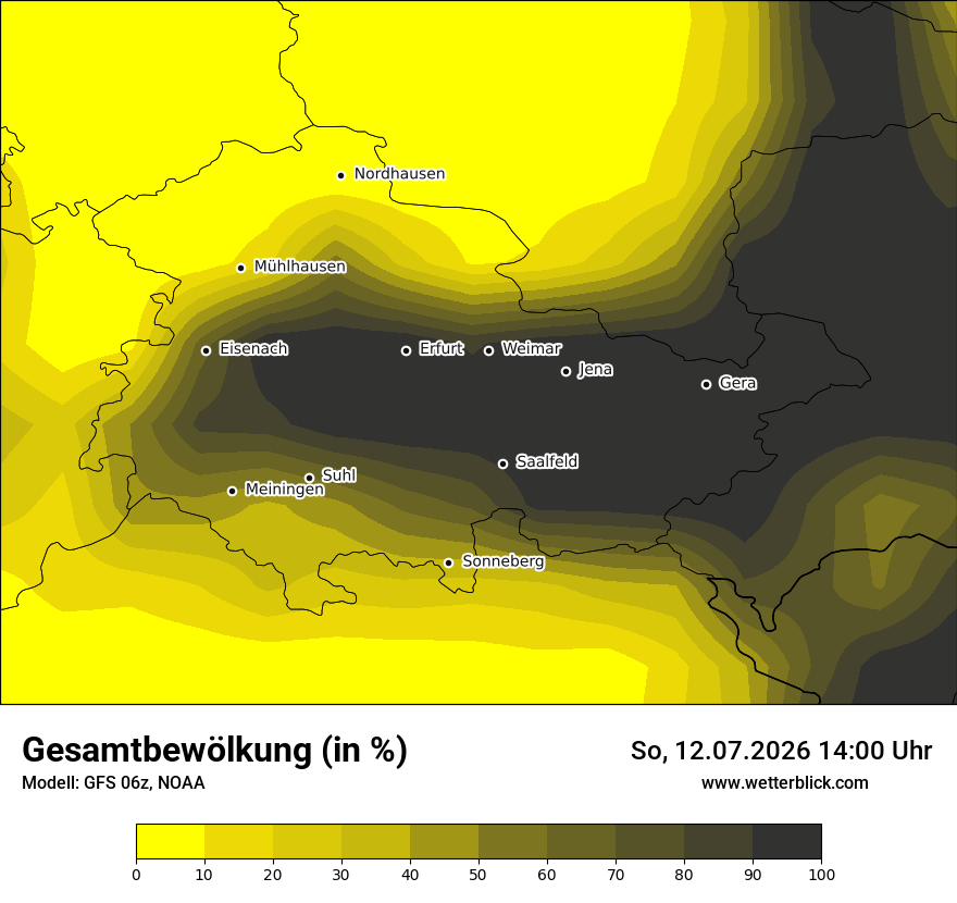 Modellkarte GFS – clct – th