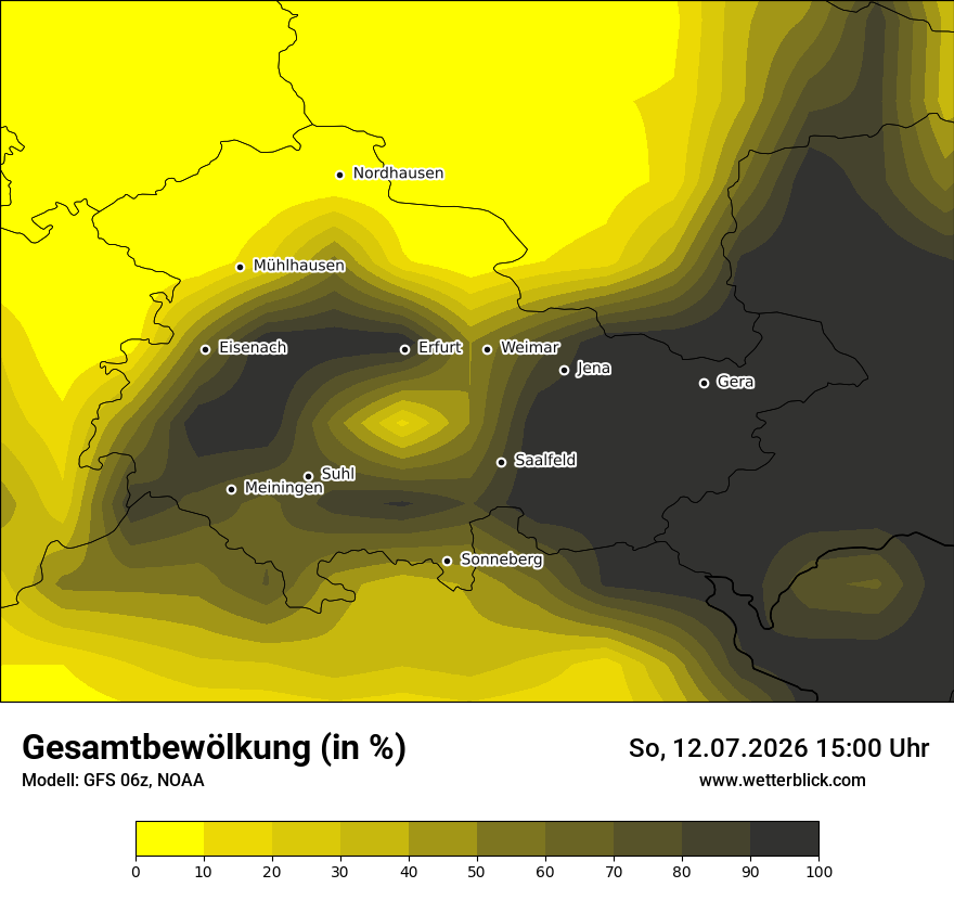 Modellkarte GFS – clct – th