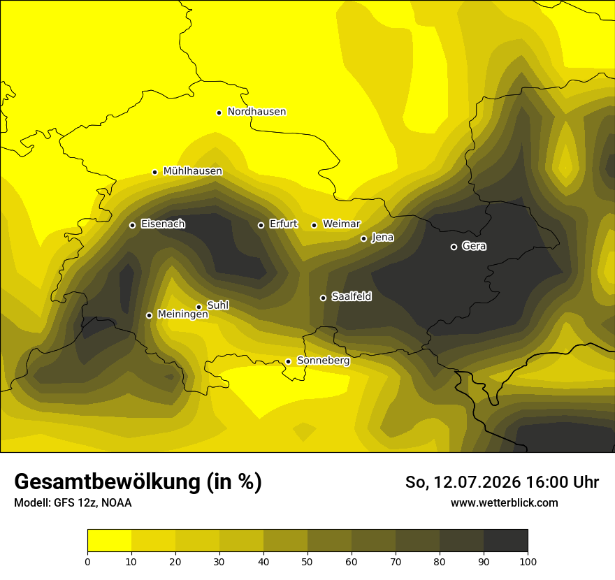 Modellkarte GFS – clct – th