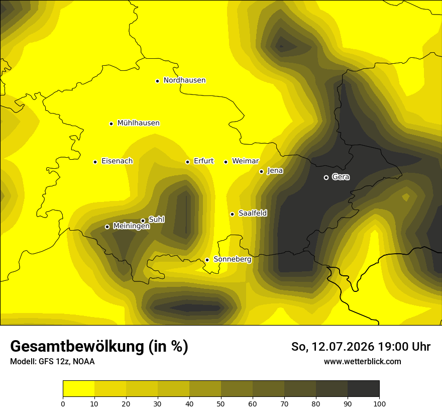 Modellkarte GFS – clct – th