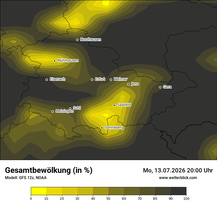 Modellkarte GFS – clct – th