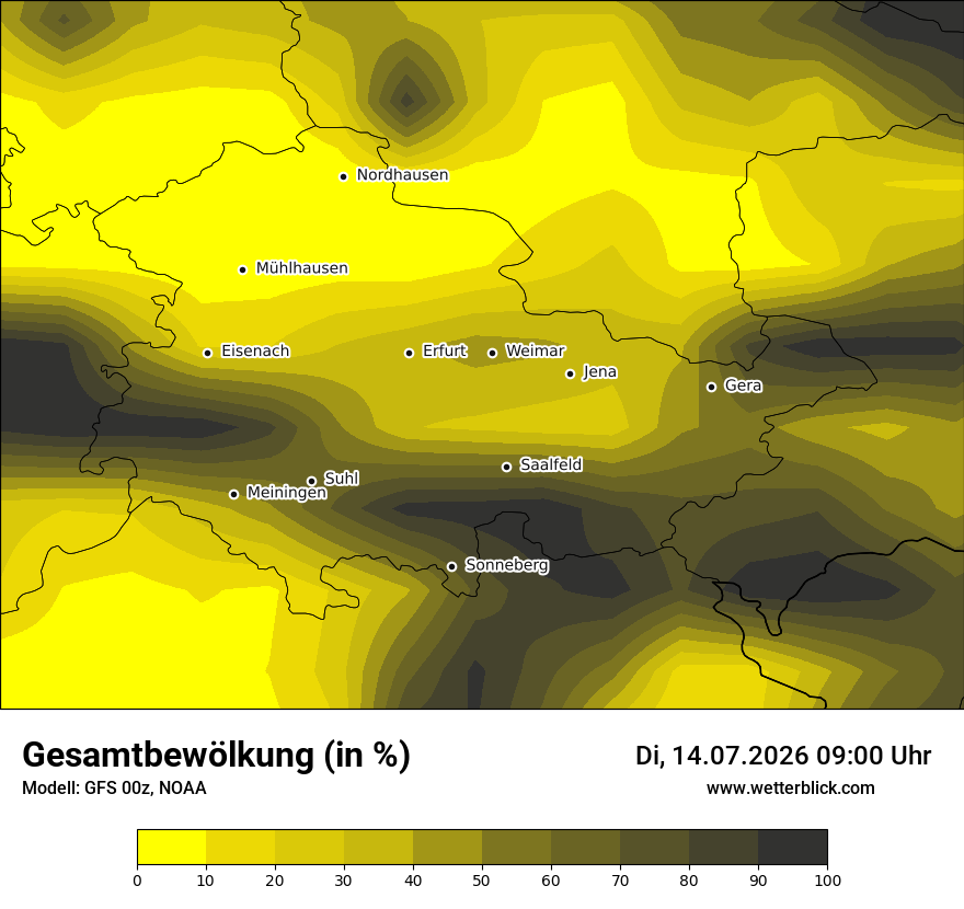 Modellkarte GFS – clct – th
