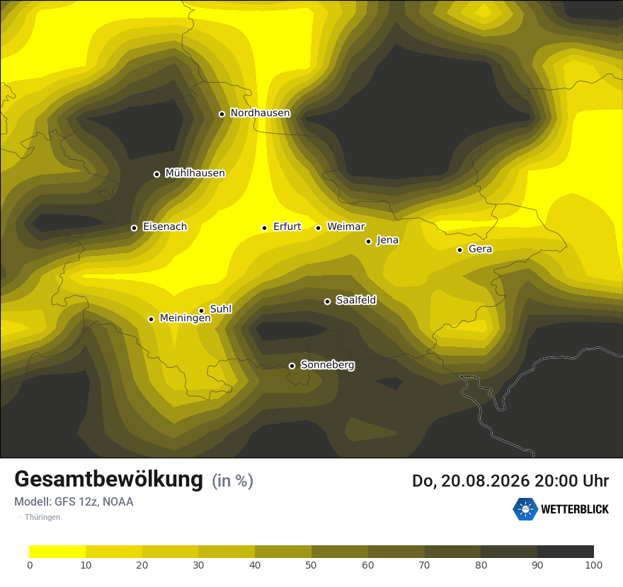 Modellkarte GFS – clct – th
