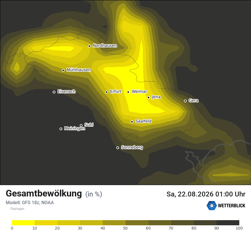 Modellkarte GFS – clct – th