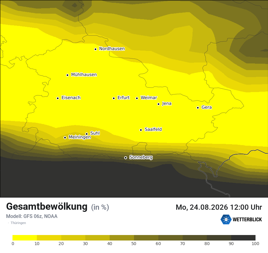 Modellkarte GFS – clct – th