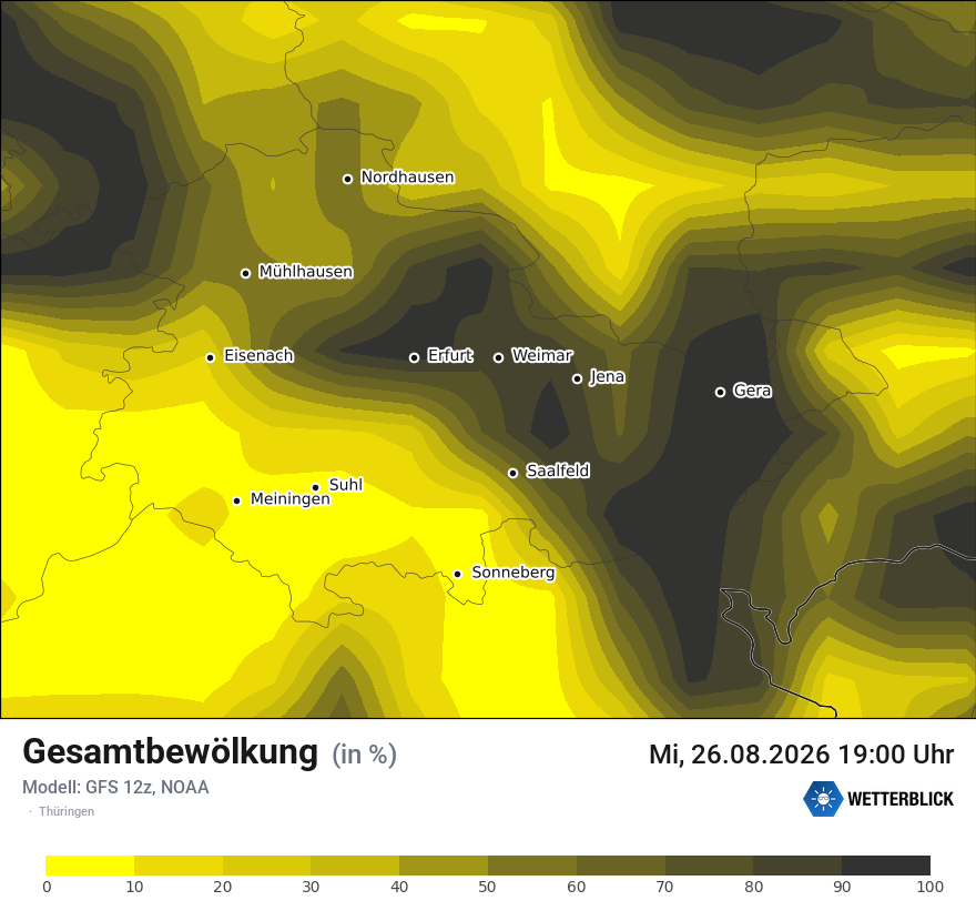 Modellkarte GFS – clct – th
