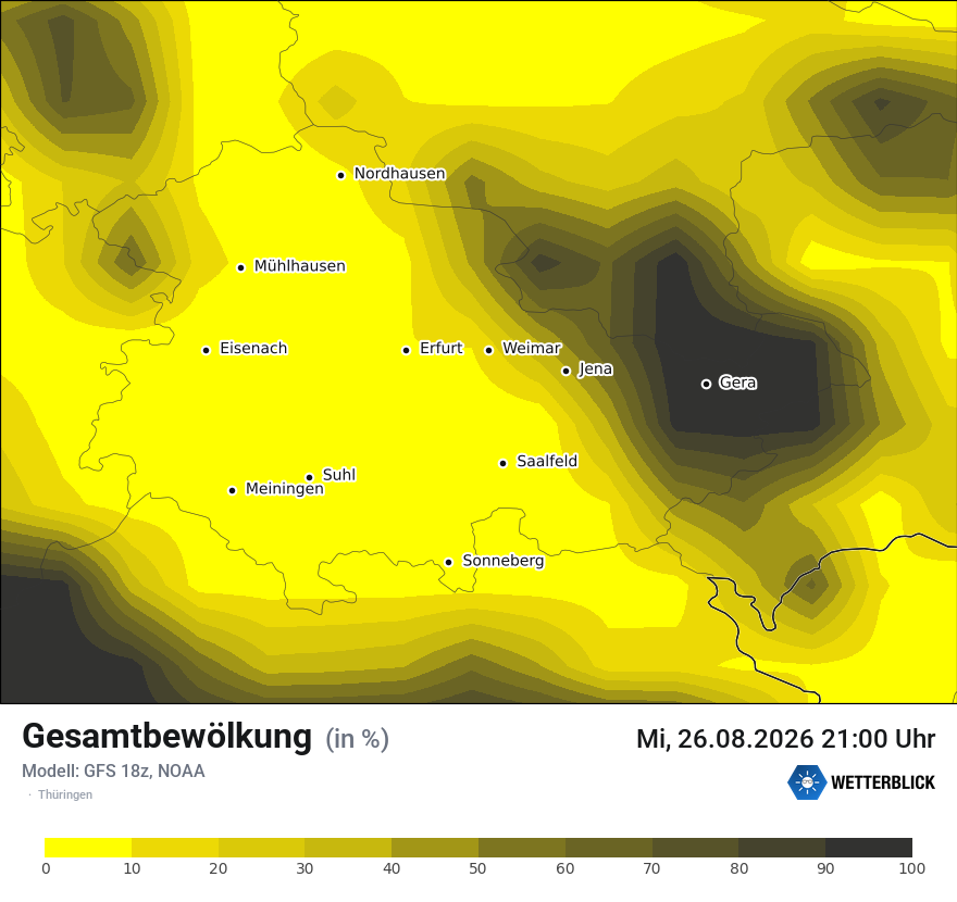 Modellkarte GFS – clct – th