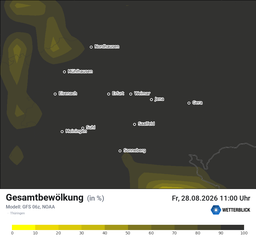 Modellkarte GFS – clct – th