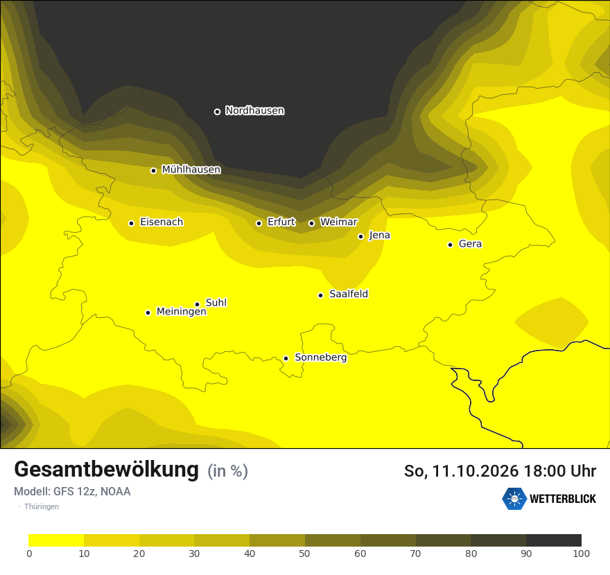 Modellkarte GFS – clct – th