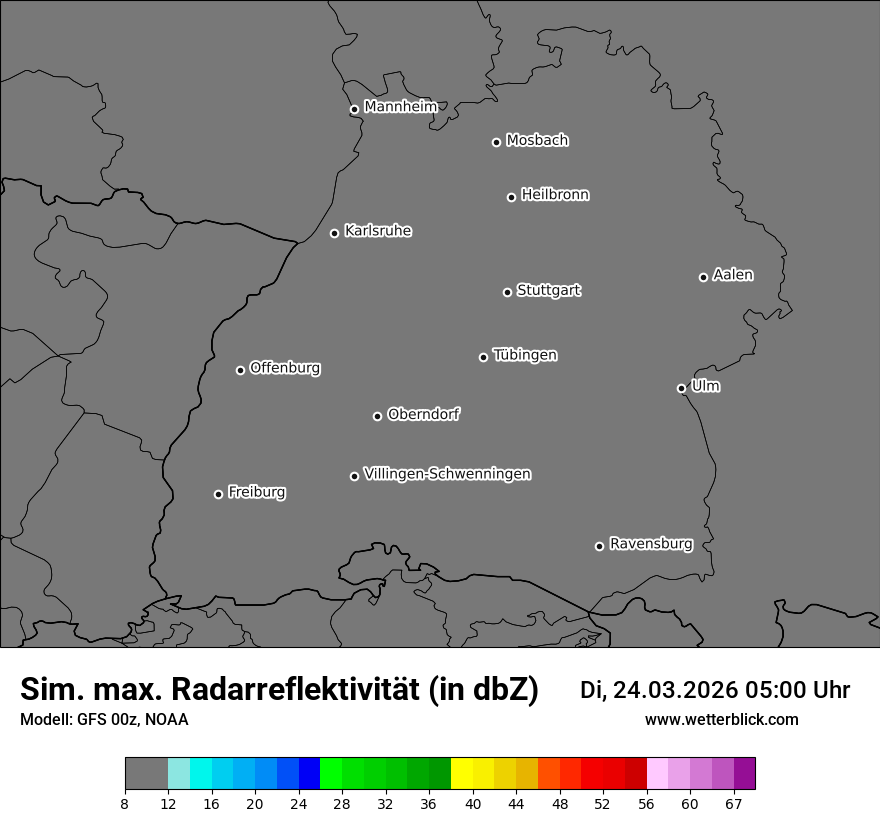 Modellkarte GFS – dbz_cmax – bw