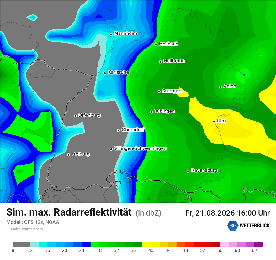 Modellkarte GFS – dbz_cmax – bw