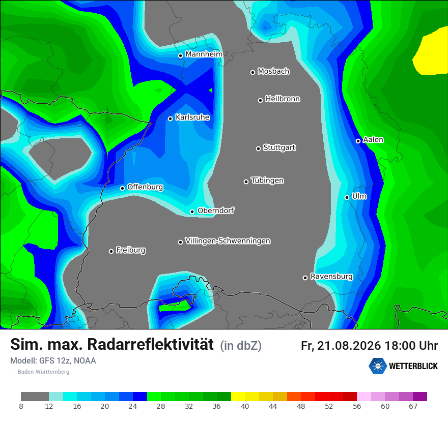 Modellkarte GFS – dbz_cmax – bw