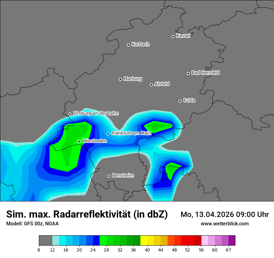 Modellkarte GFS – dbz_cmax – he
