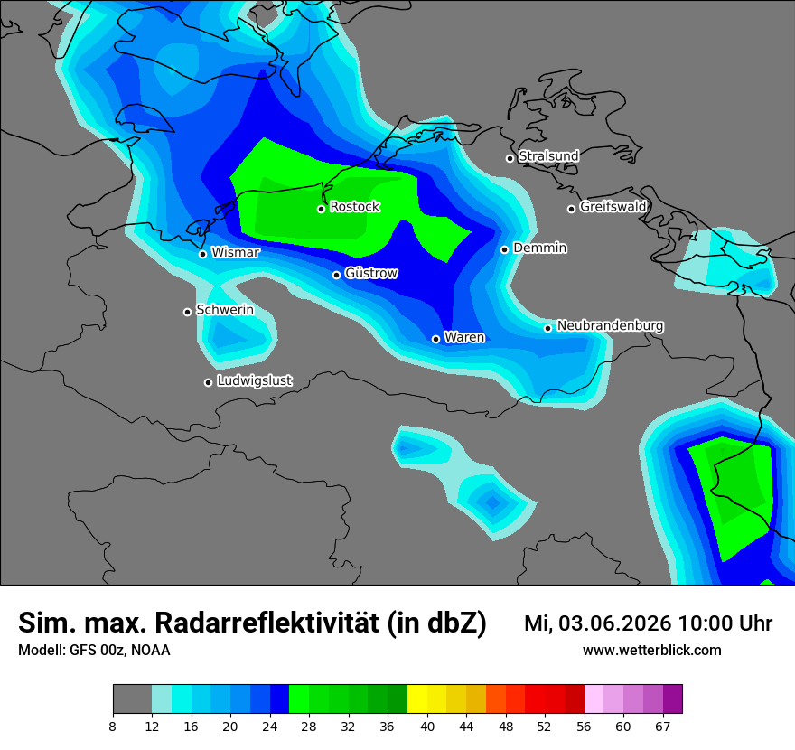 Modellkarte GFS – dbz_cmax – mv