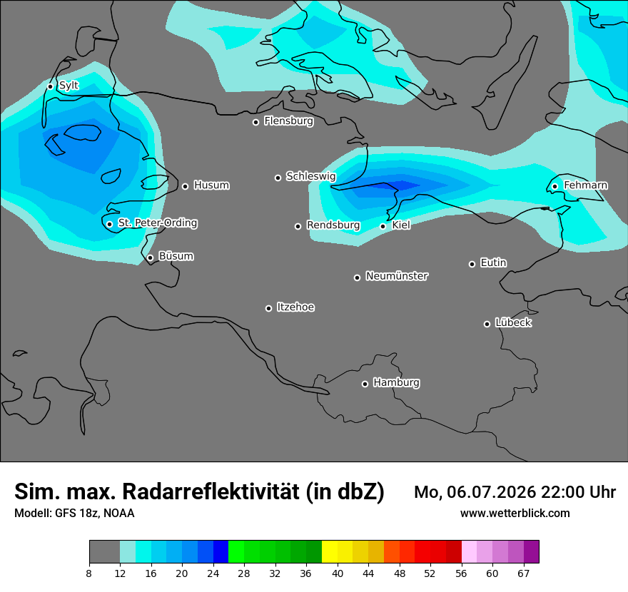 Modellkarte GFS – dbz_cmax – sh