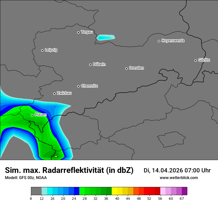 Modellkarte GFS – dbz_cmax – sn