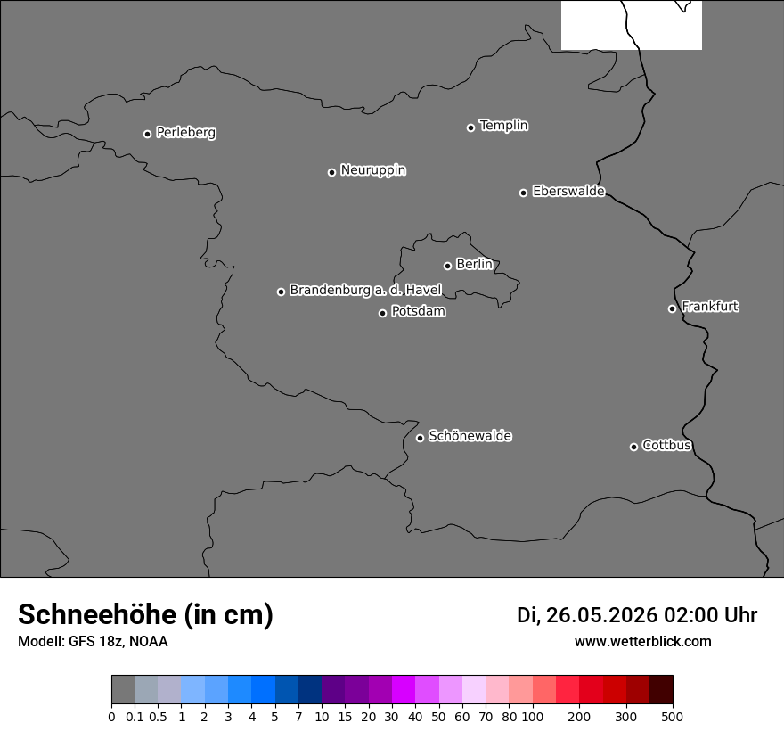 Modellkarte GFS – h_snow – bb