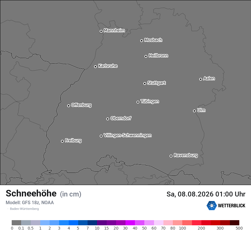 Modellkarte GFS – h_snow – bw