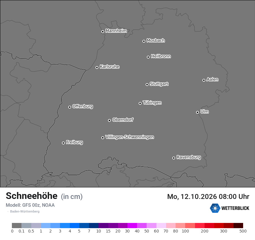 Modellkarte GFS – h_snow – bw