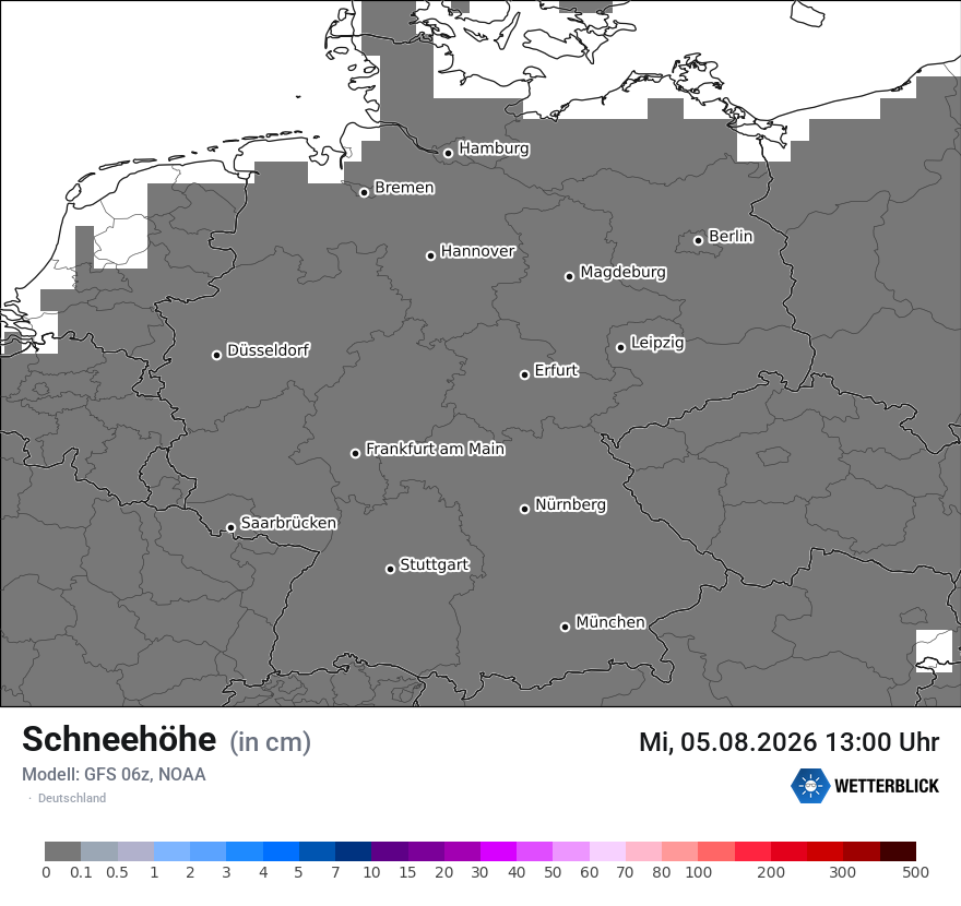 Modellkarte GFS – h_snow – deutschland