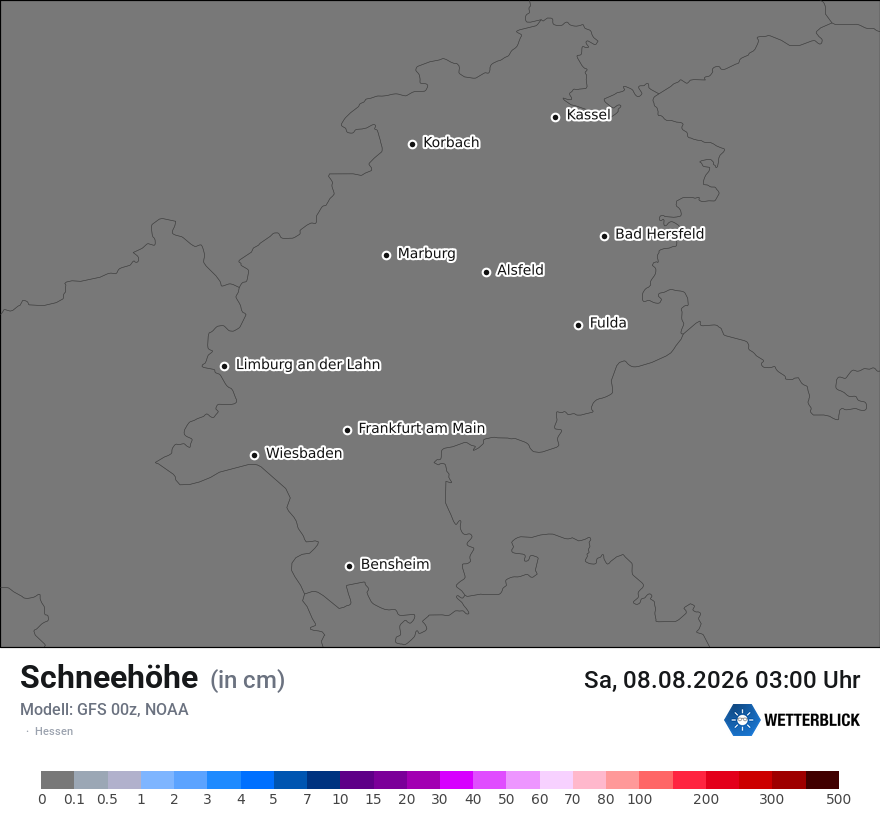 Modellkarte GFS – h_snow – he