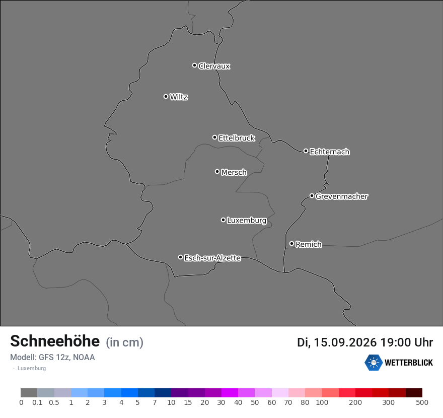 Modellkarte GFS – h_snow – luxemburg