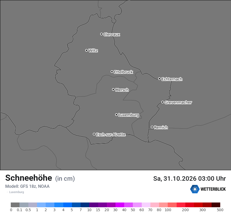 Modellkarte GFS – h_snow – luxemburg