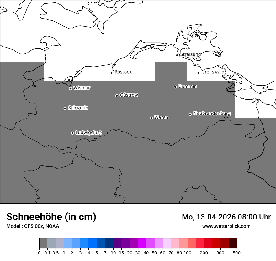 Modellkarte GFS – h_snow – mv
