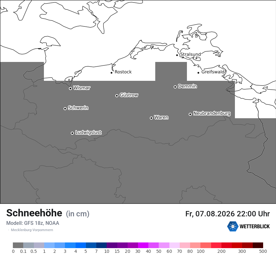 Modellkarte GFS – h_snow – mv