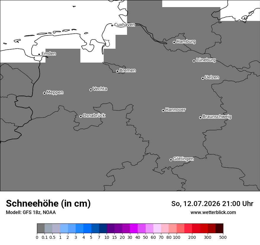 Modellkarte GFS – h_snow – ni
