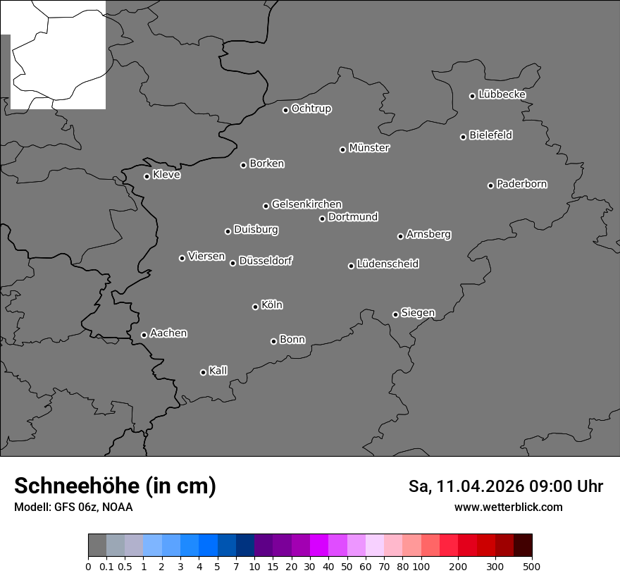 Modellkarte GFS – h_snow – nrw