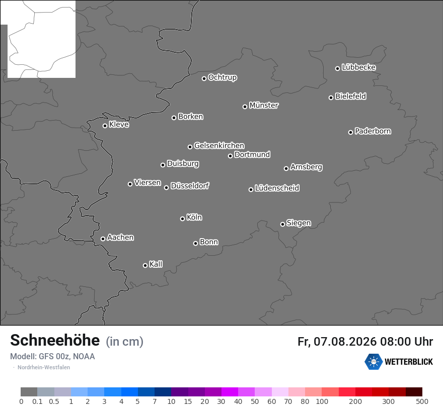 Modellkarte GFS – h_snow – nrw