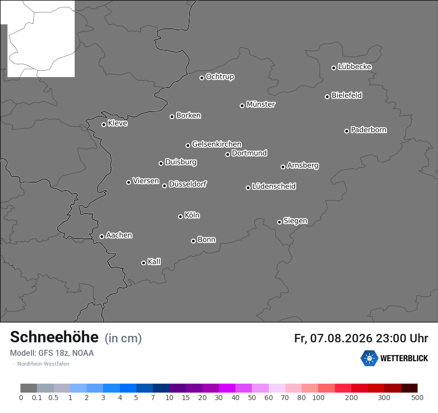Modellkarte GFS – h_snow – nrw