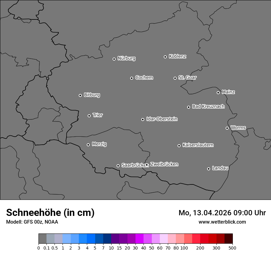 Modellkarte GFS – h_snow – rp