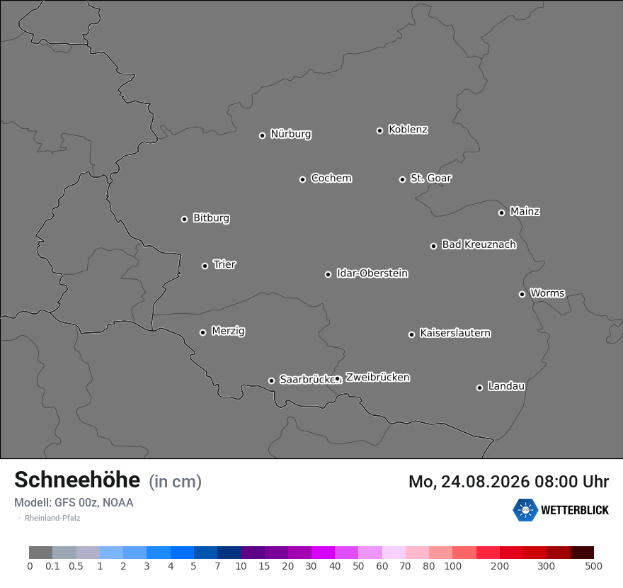 Modellkarte GFS – h_snow – rp