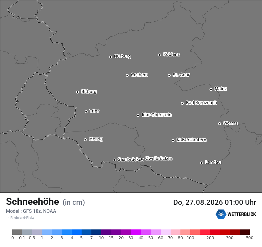 Modellkarte GFS – h_snow – rp