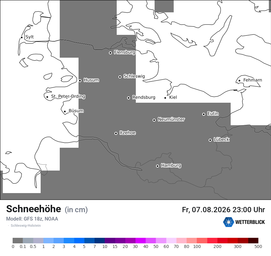 Modellkarte GFS – h_snow – sh