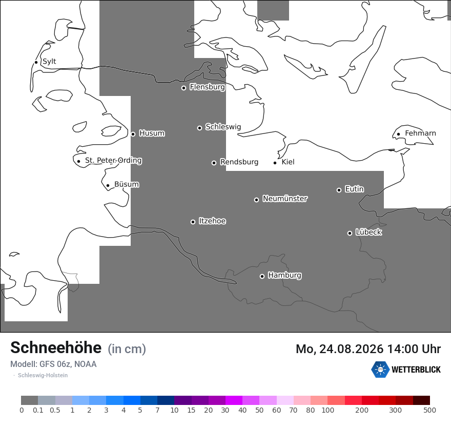 Modellkarte GFS – h_snow – sh