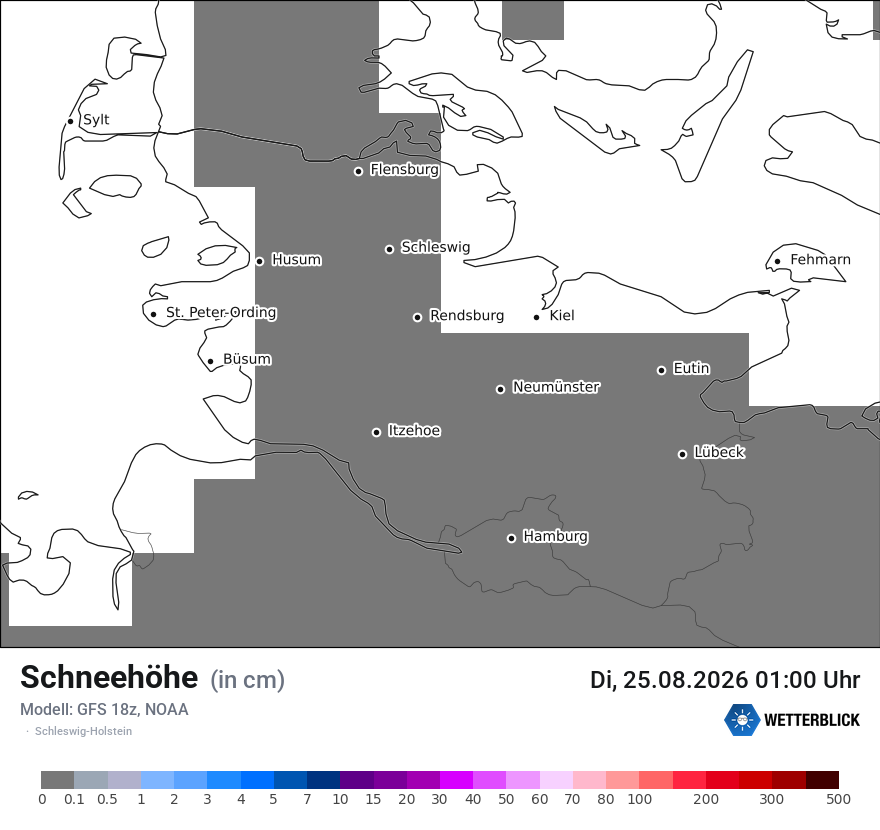 Modellkarte GFS – h_snow – sh