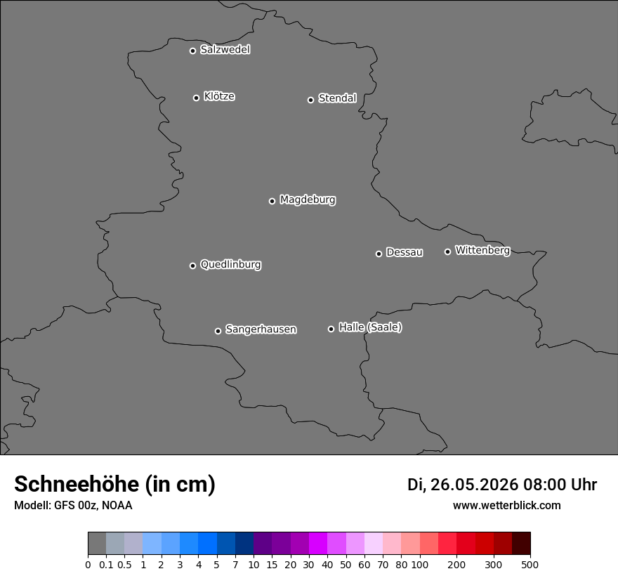 Modellkarte GFS – h_snow – st