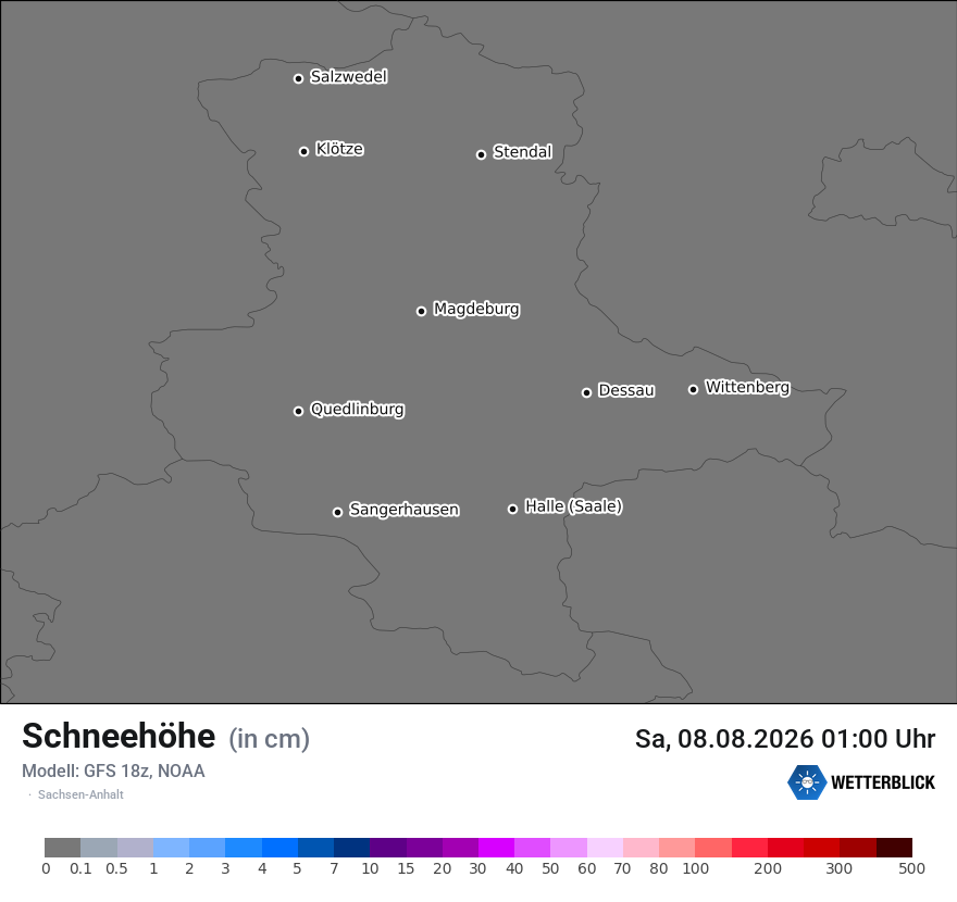 Modellkarte GFS – h_snow – st