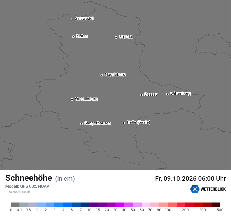 Modellkarte GFS – h_snow – st