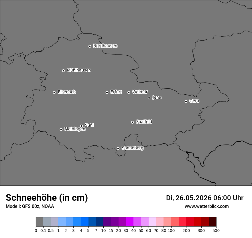 Modellkarte GFS – h_snow – th