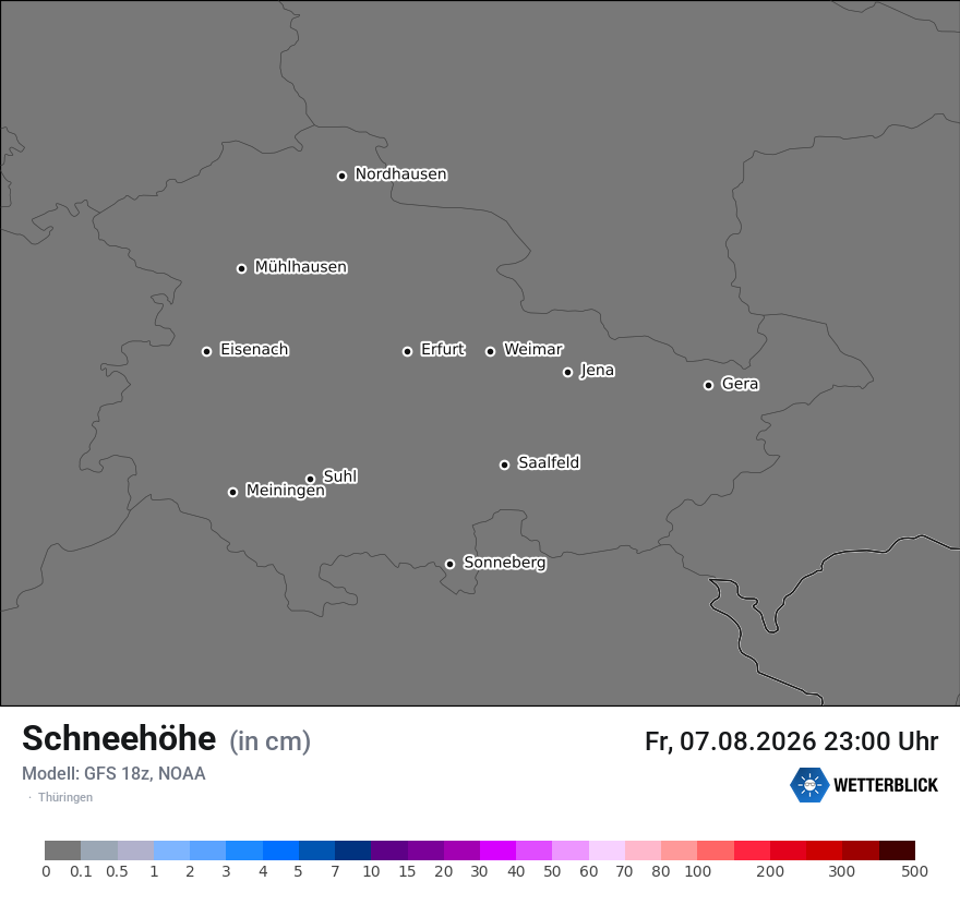 Modellkarte GFS – h_snow – th