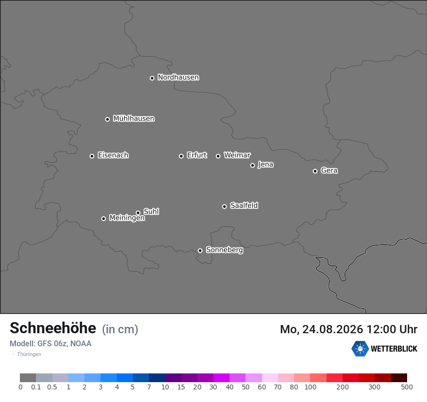 Modellkarte GFS – h_snow – th