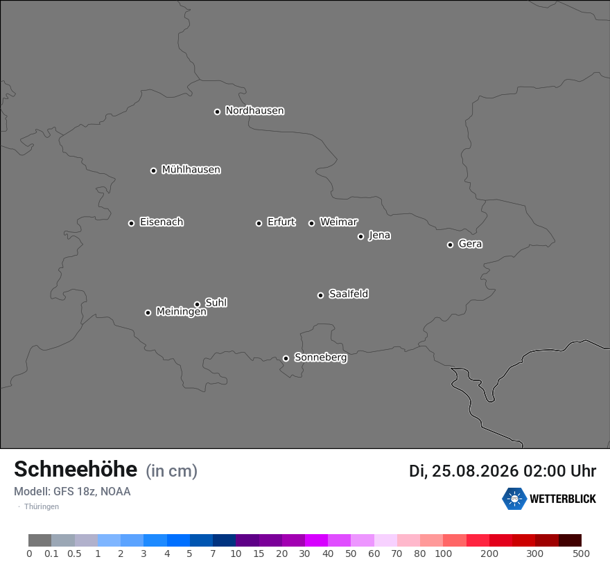 Modellkarte GFS – h_snow – th