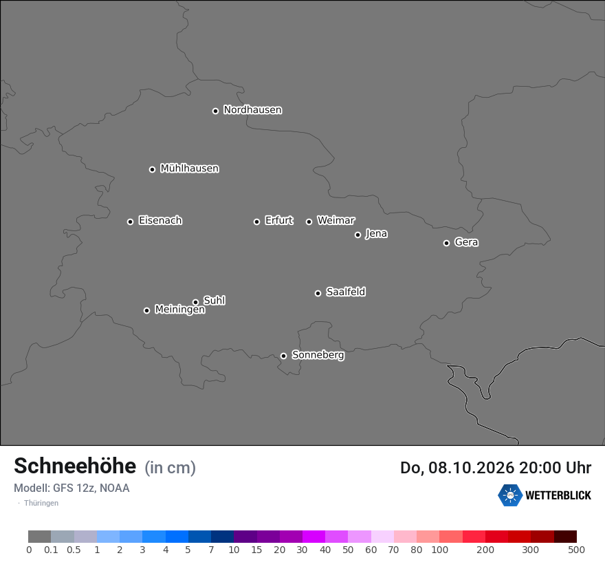 Modellkarte GFS – h_snow – th