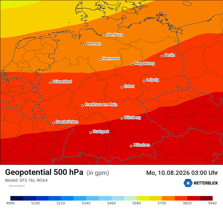 Modellkarte GFS – hgt_500 – deutschland