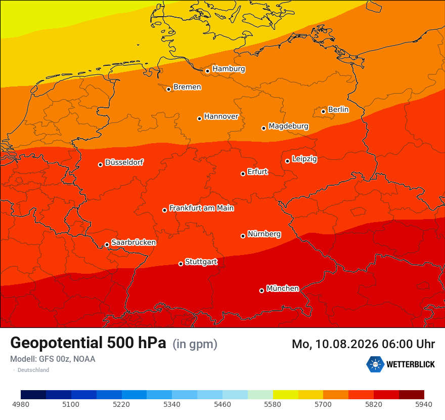 Modellkarte GFS – hgt_500 – deutschland